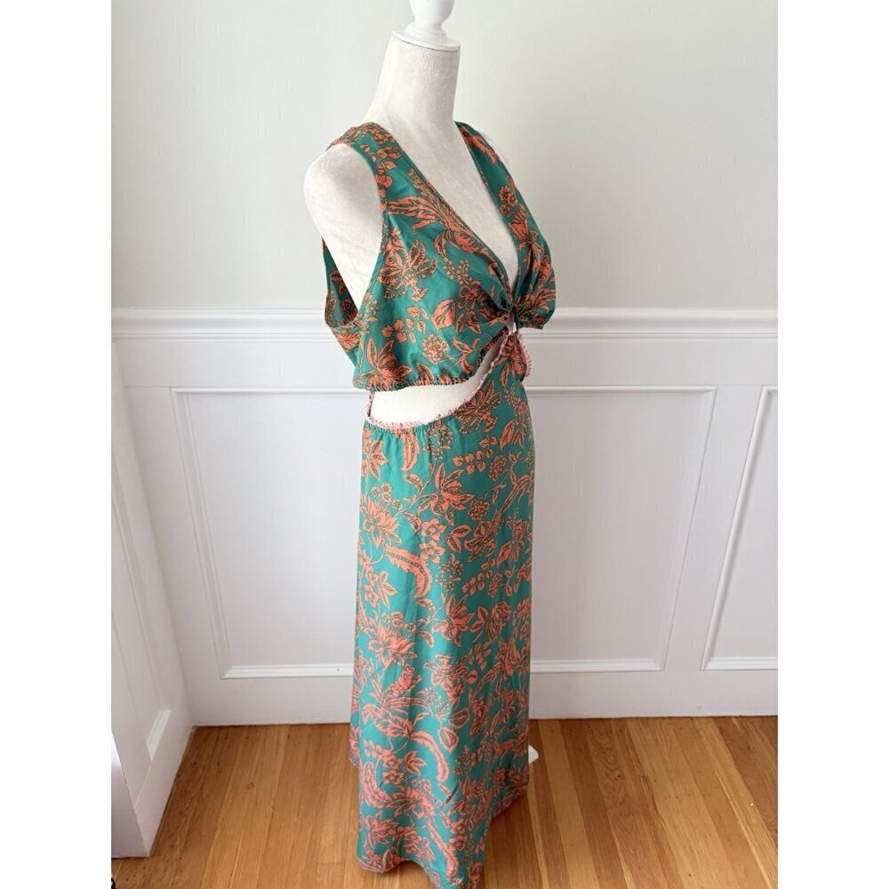 Shein Curve 3X Cutout Maxi Dress Green Coral - Picture 5 of 7